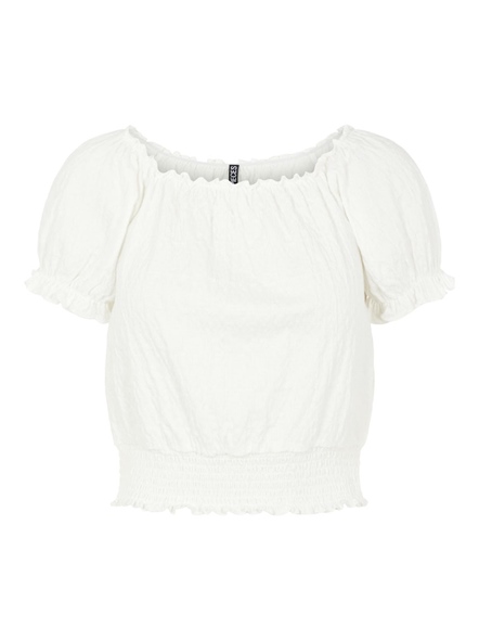PCLEAF SS CROPPED SMOCK TOP BC