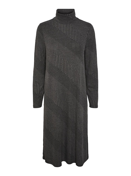 PCSARA LS ROLL NECK MIDI DRESS